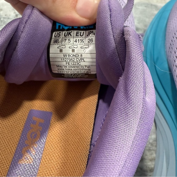 Hoka Bondi 8 Lavender Teal and White Athletic Shoes Walking and Running Shoes - Picture 7 of 10